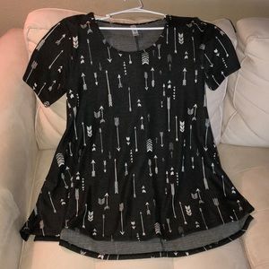 LulaRoe Grey Jacquard Perfect Tee